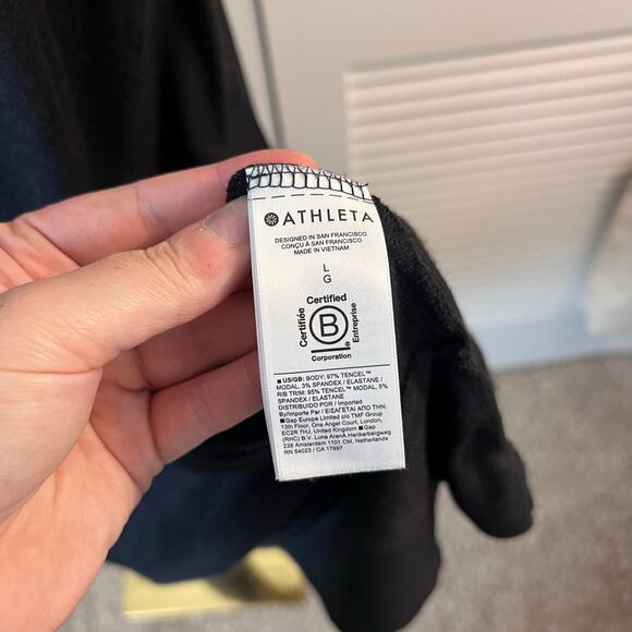 Athleta Black Tencel Modal Longline Wrap Cardigan Size Large Soft Lounge Drape - Picture 7 of 7